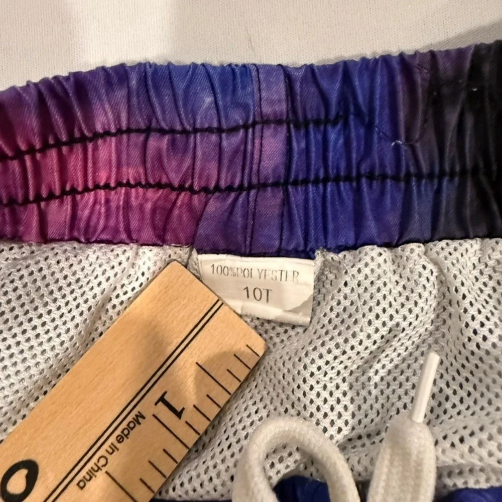 Swim Trunks Kids 10T Black Rainbow Smoke Skull Mesh Lined Beach Vacation‎ Resort